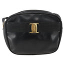 Salvatore Ferragamo Vala Shoulder Bag Leather Black Gold Auth BA11345-13