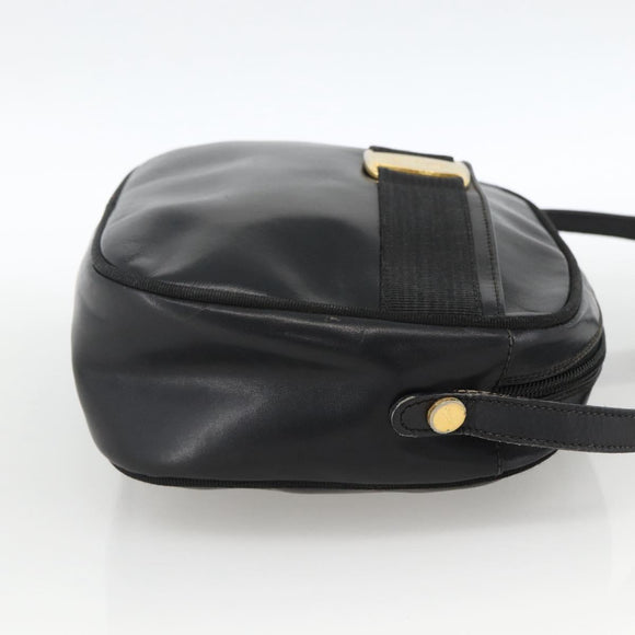 Salvatore Ferragamo Vala Shoulder Bag Leather Black Gold Auth BA11345