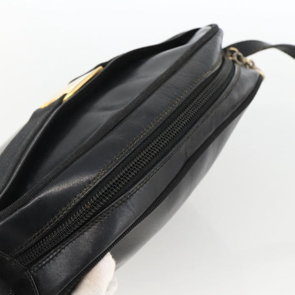 Salvatore Ferragamo Vala Shoulder Bag Leather Black Gold Auth BA11345