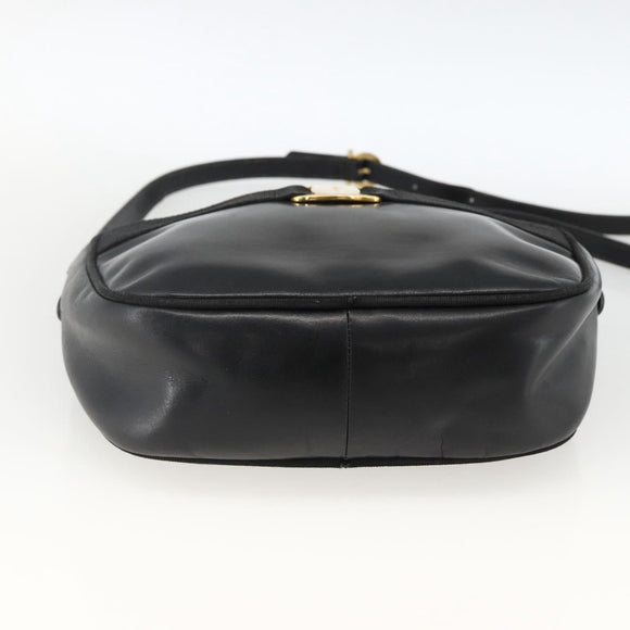 Salvatore Ferragamo Vala Shoulder Bag Leather Black Gold Auth BA11345