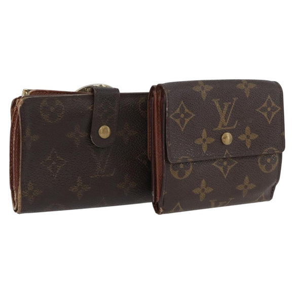 LOUIS VUITTON Monogram Portemonnee Set van 2 LV Auth BA11350