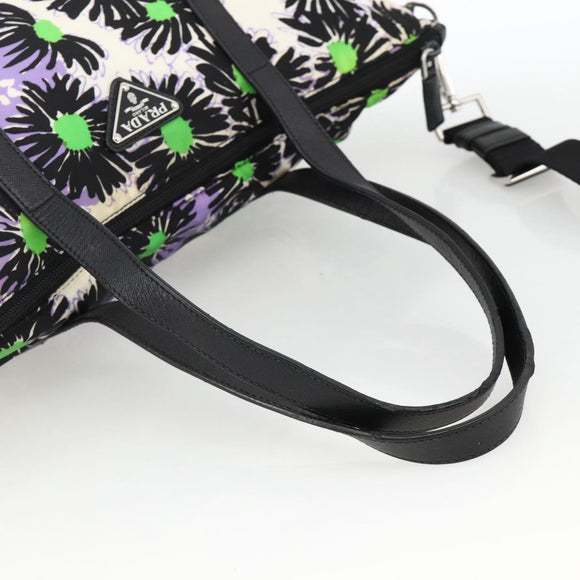 PRADA Tragetasche Nylon 2way Mehrfarbig Silber Auth BA11353A