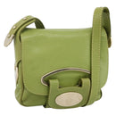 BALLY Shoulder Bag Leather Light green Auth BA11358A-1
