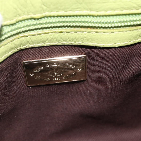 BALLY Shoulder Bag Leather Light green Auth BA11358A