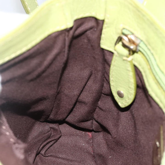 BALLY Shoulder Bag Leather Light green Auth BA11358A
