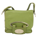 BALLY Shoulder Bag Leather Light green Auth BA11358A-2