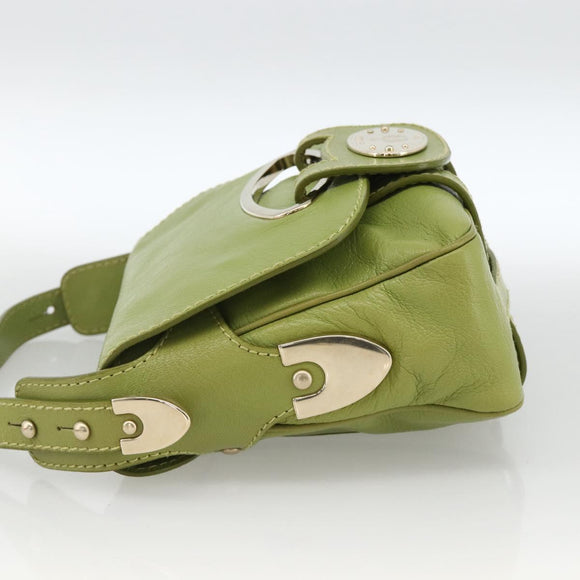 BALLY Shoulder Bag Leather Light green Auth BA11358A