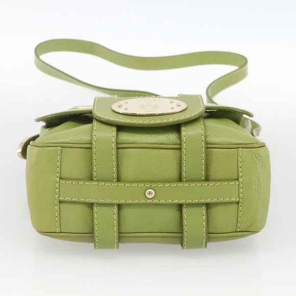 BALLY Shoulder Bag Leather Light green Auth BA11358A