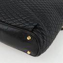 BALLY Quilted Chain Shoulder Bag Leather Black Gold Auth BA11359-10