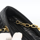 BALLY Quilted Chain Shoulder Bag Leather Black Gold Auth BA11359-14