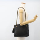 BALLY Quilted Chain Shoulder Bag Leather Black Gold Auth BA11359-23