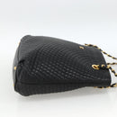 BALLY Quilted Chain Shoulder Bag Leather Black Gold Auth BA11359-5