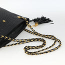 BALLY Quilted Chain Shoulder Bag Leather Black Gold Auth BA11359-7