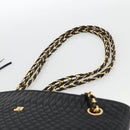 BALLY Quilted Chain Shoulder Bag Leather Black Gold Auth BA11359-8