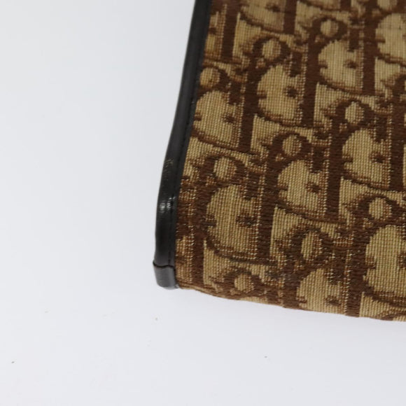 Christian Dior Trotter Canvas Shoulder Bag Brown Gold Auth BA1136