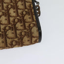 Christian Dior Trotter Canvas Shoulder Bag Brown Gold Auth BA1136-16