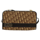 Christian Dior Trotter Canvas Shoulder Bag Brown Gold Auth BA1136-13