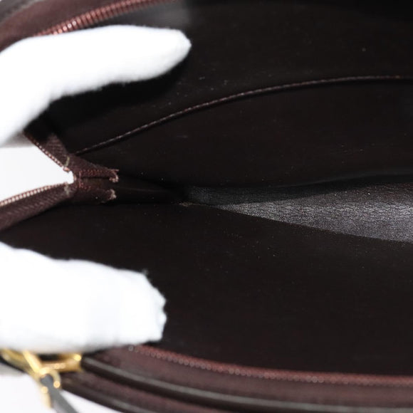 Christian Dior Trotter Canvas Shoulder Bag Brown Gold Auth BA1136