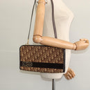 Christian Dior Trotter Canvas Shoulder Bag Brown Gold Auth BA1136-21