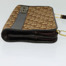Christian Dior Trotter Canvas Shoulder Bag Brown Gold Auth BA1136-4