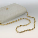 CHANEL Matelasse Chain Shoulder Bag Lamb Skin White Gold CC Auth BA11362A-7