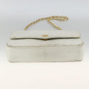 CHANEL Matelasse Chain Shoulder Bag Lamb Skin White Gold CC Auth BA11362A-9
