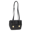 Gianni Versace Shoulder Bag Embossed leather Black Gold Auth BA11363-1