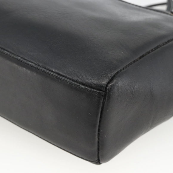 Gianni Versace Shoulder Bag Embossed leather Black Gold Auth BA11363