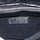 Gianni Versace Shoulder Bag Embossed leather Black Gold Auth BA11363-10