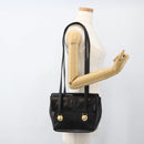Gianni Versace Shoulder Bag Embossed leather Black Gold Auth BA11363-21