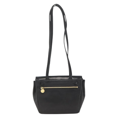 Gianni Versace Shoulder Bag Embossed leather Black Gold Auth BA11363 - 0