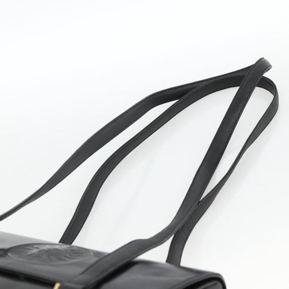 Gianni Versace Shoulder Bag Embossed leather Black Gold Auth BA11363