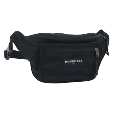BALENCIAGA Body Bag Nylon Black 482389 Auth BA11367