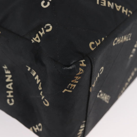 CHANEL Tote Bag Canvas Black Gold CC Auth BA11368A