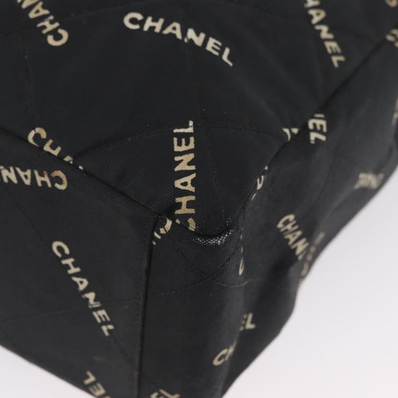 CHANEL Tote Bag Canvas Black Gold CC Auth BA11368A