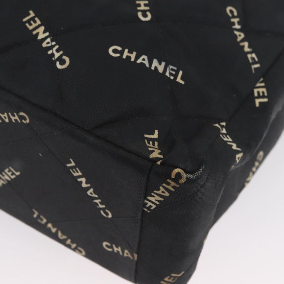 CHANEL Tote Bag Canvas Black Gold CC Auth BA11368A