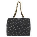 CHANEL Tote Bag Canvas Black Gold CC Auth BA11368A-2