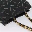 CHANEL Tote Bag Canvas Black Gold CC Auth BA11368A-6