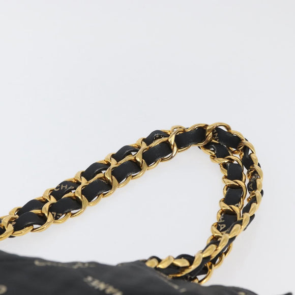 CHANEL Tote Bag Canvas Black Gold CC Auth BA11368A