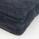 CHANEL Matelasse Chain Shoulder Bag Lamb Skin Navy Gold CC Auth BA11369-11