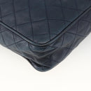 CHANEL Matelasse Chain Shoulder Bag Lamb Skin Navy Gold CC Auth BA11369-14