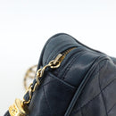 CHANEL Matelasse Chain Shoulder Bag Lamb Skin Navy Gold CC Auth BA11369-15