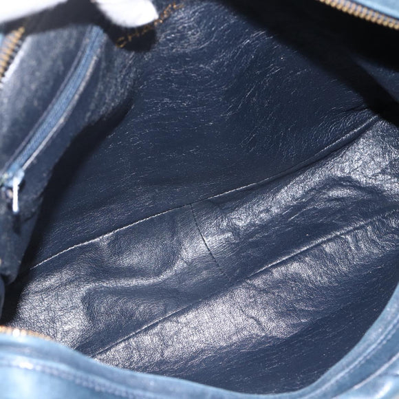 CHANEL Matelasse Chain Shoulder Bag Lamb Skin Navy Gold CC Auth BA11369