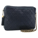 CHANEL Matelasse Ketting Schoudertas Lamsleer Navy Goud CC Auth BA11369-1