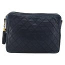 CHANEL Matelasse Chain Shoulder Bag Lamb Skin Navy Gold CC Auth BA11369-2