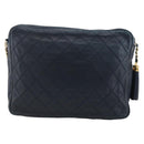 CHANEL Matelasse Chain Shoulder Bag Lamb Skin Navy Gold CC Auth BA11369-3