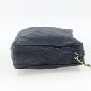 CHANEL Matelasse Chain Shoulder Bag Lamb Skin Navy Gold CC Auth BA11369-5
