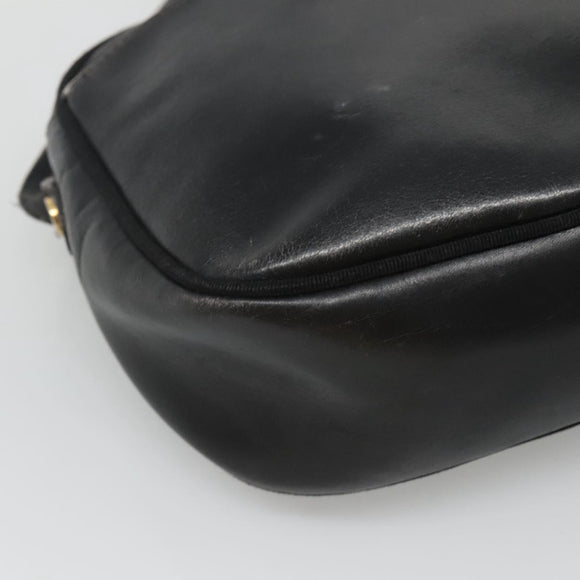 Salvatore Ferragamo Shoulder Bag Leather Black Gold Auth BA1137