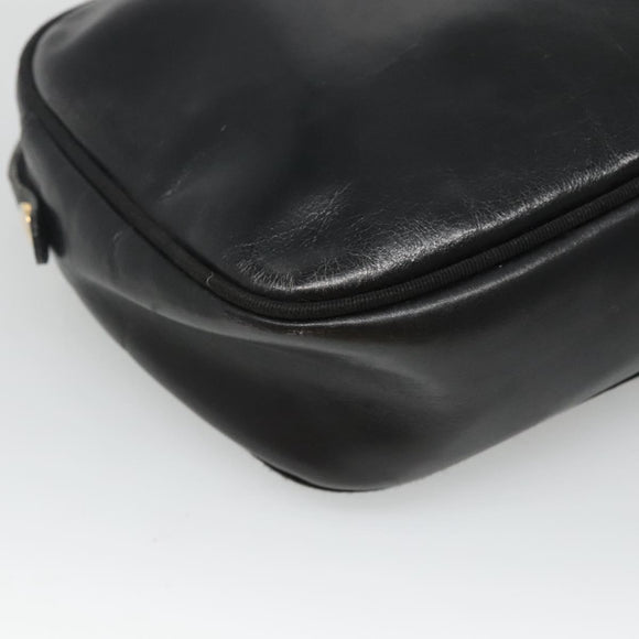 Salvatore Ferragamo Shoulder Bag Leather Black Gold Auth BA1137