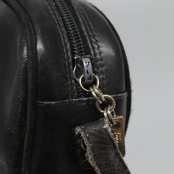 Salvatore Ferragamo Shoulder Bag Leather Black Gold Auth BA1137